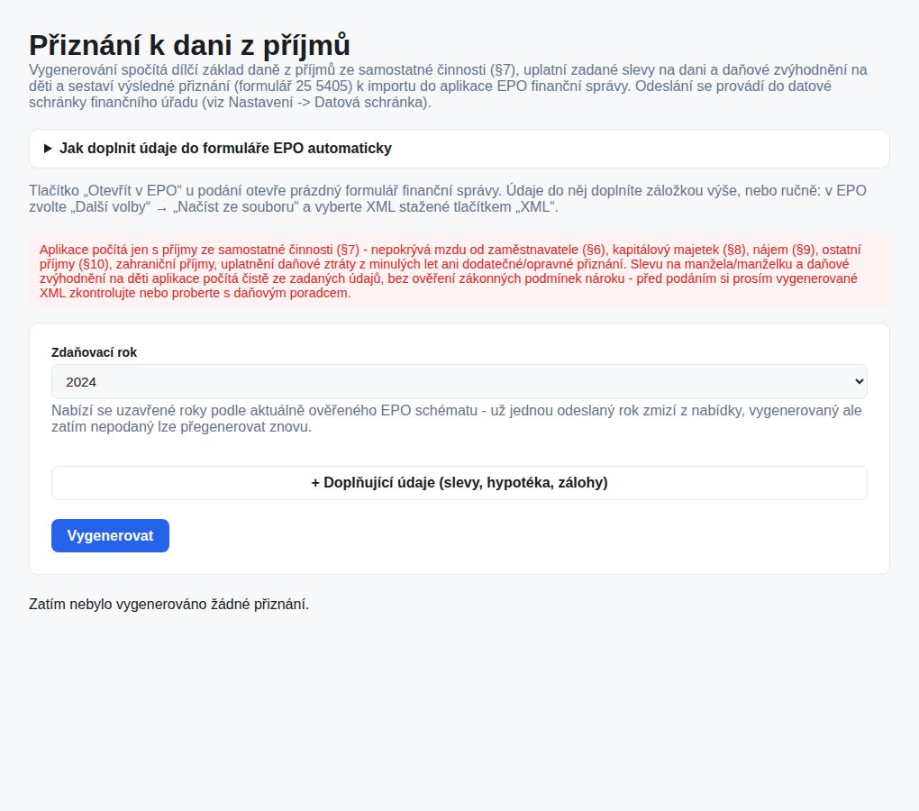 Přiznání k dani z příjmů